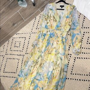 Laundry By Shelli Segal Pastel Floral Long Sleeve Dress